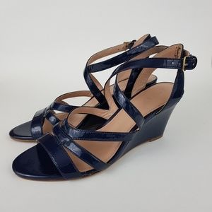 J. Crew Marci Women Wedge Sandals Navy Size 7.5